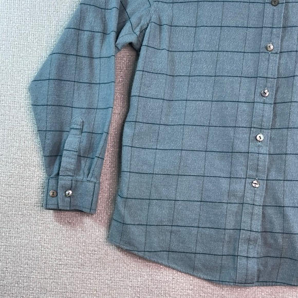 L.L. Bean Women's Large Cotton Button Front Shirt Blue Grid Windowpane - Picture 5 of 11